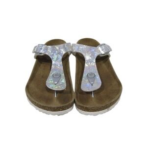 BIRKENSTOCK Kids Gizeh Iridescent Sandals Size 2 (33) Comfortable Footbed